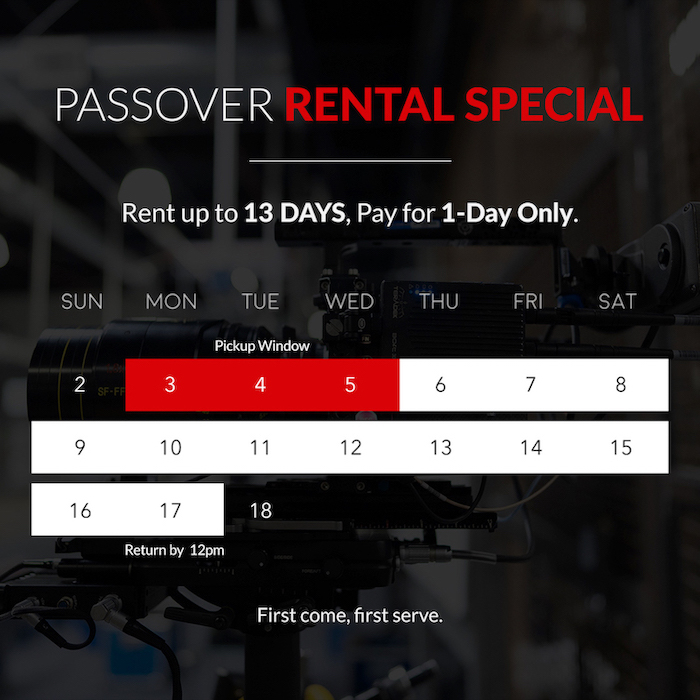 Passover Rental Special Calendar