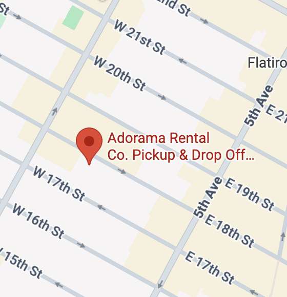 Map showing Adorama Rental location in manhattan
